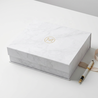 Luxuriöse Maßgefertigte Marmormuster Magnetische Geschenkbox Weiß-Gold Starre Box Schmuck Ring Uhr Kosmetik Verpackung Faltbar Großhandel OEM