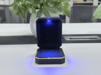 Boîte à bijoux LED octogonale à bords dorés pour vente en gros, pour bagues, boucles d'oreilles, pendentifs, colliers, bracelets et ensembles de bijoux