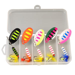 Paillettes 6.5g 7cm 7.5g 9cm 5 pièces ensemble Spinner cuillère leurre plumes forte réflexion pêche leurres de pêche Spinner appât leurres - Product Image 1