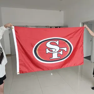 Manufacturer Wholesale Good Quality 100% Polyester High Quality NFL Flags Banners San Francisco 49ers Flag