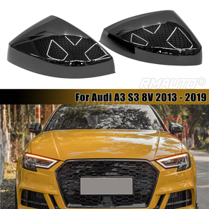ฝาครอบกระจกมองหลัง สีดำเงา สำหรับ Audi A3 S3 8V RS3 ปี 2013 2014 2015 2016 2017 2018 2019 จำนวน 2 ชิ้น - Product Image 1
