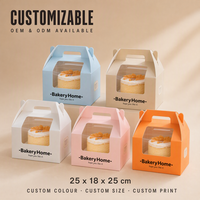 Boîte à gâteau en carton blanc et orange avec fenêtre transparente pour pâtisserie, desserts, emballage à emporter, logo personnalisé, vente en gros