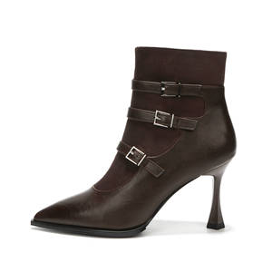 Y950-5 <b>Ankle</b> Boots Pointed Toe Thin Heel 5CM-8CM Buckle Fashion Women's <b>Bootie</b> - Product Image 5