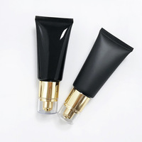 Tube d'extrusion classique noir 50g bouteille d'emballage en plastique brillant givré tube de crème nettoyante cosmétique logo personnalisé