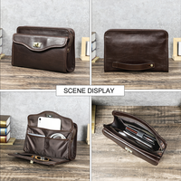Pochette enveloppe en cuir pleine fleur véritable sur mesure pour homme, multi-compartiments, pour voyages d'affaires, compatible avec tablette 8,3 pouces