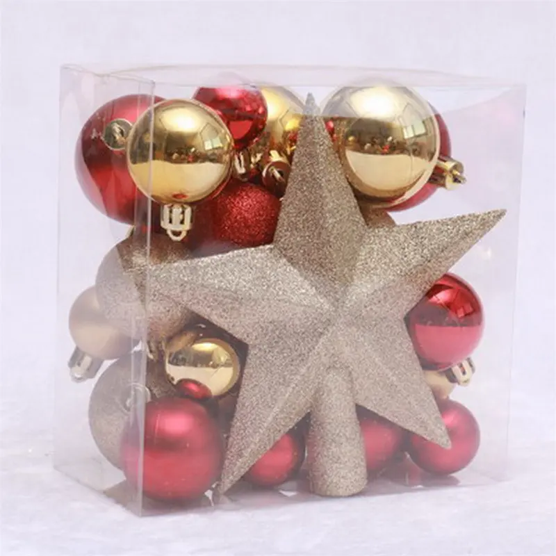 Amazon top sale items 30pcs 30-50mm red gold shatterproof Christmas ball Decoration ornaments