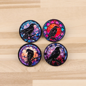Insignia Punk gótica de Halloween, alfileres de esmalte de vidrio de cuervo, broches de Luna, bolsa de Metal chapada para Pin de solapa, técnica de esmalte suave - Product Image 6