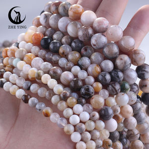 Zhe Ying 6/8/10mm perles d'agate de bambou perles de pierre pour la fabrication de bijoux perles d'agate de bambou - Product Image 4