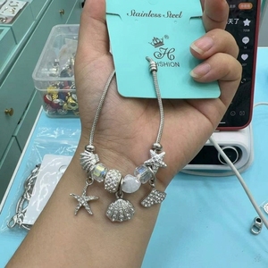 <span class=keywords><strong>Bracelet</strong></span> à breloques style <span class=keywords><strong>Pandora</strong></span> en acier inoxydable, ajustable, pour femmes, vente en gros, DIY - Product Image 4