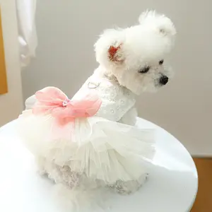 Lüks küçük köpek giysileri yeni düğün elbisesi prenses elbise yavru kabarık tül etek lüks zarif köpek giyim resmi elbise