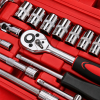 Kit d'outils de réparation automobile professionnel de 46 pièces avec clé à cliquet de 1/4 pouce et jeu de douilles