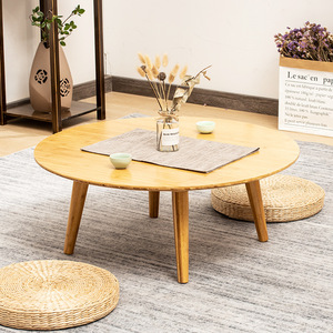 Table de style japonais Tatami, table basse ronde en bois massif, petite table de sol pour la maison, l'étude ou la fenêtre en baie - Product Image 2