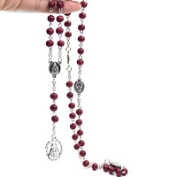 Chapelet Collier 6 mm Sept Douleurs de Marie Perles de Prière Médaille Vierge Marie Bijoux Catholiques