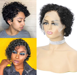 <span class=keywords><strong>Parrucca</strong></span> riccia <span class=keywords><strong>corta</strong></span> Pixie Cut all'ingrosso con chiusura frontale in pizzo HD, per <span class=keywords><strong>donna</strong></span>, nera, in capelli umani - Product Image 3