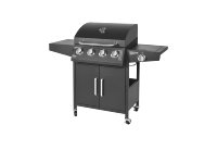 Barbecue à gaz de jardin en acier inoxydable avec armoires et table d'appoint pour fête en plein air professionnelle