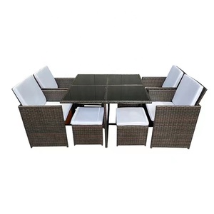 Space Saving Wicker <strong>Cube</strong> Dining <strong>Table</strong> <strong>and</strong> <strong>Chair</strong> Rattan Patio <strong>Garden</strong> Furniture Set Outdoor Outdoor <strong>Garden</strong> Furniture Sets - Product Image 6