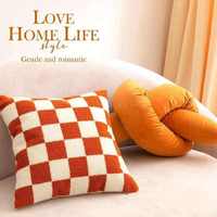 Innermor luxe Orange Plaid Check rayé géométrique chauffé tissé taie d'oreiller et couverture cerf Design cloche noël maison