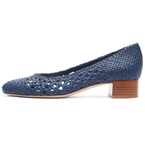Chaussures de bureau en tricot avec coussin à enfiler, nouvelle mode, tissage en cuir et bois, <span class=keywords><strong>bleu</strong></span> <span class=keywords><strong>marine</strong></span> - Product Image 1