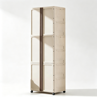 Armoire de rangement étroite pour adultes en plastique européen de haute qualité à 6 niveaux, économique, pour vêtements et articles divers, avec roulettes