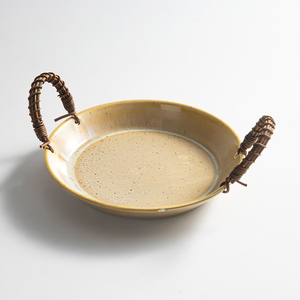 Nouvelles assiettes à dîner en porcelaine rustique Horeaco pour la restauration gastronomique, assiettes en céramique modernes et créatives pour les fruits de mer et le riz à l'espagnole - Product Image 2