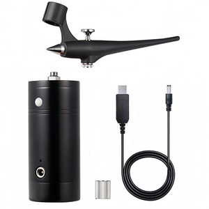 Ensemble d'aérographes portables, alimentés par batterie rechargeable, double action, alimentation par gravité, vitesse réglable, pistolet de pulvérisation pour travaux artistiques - Product Image 5