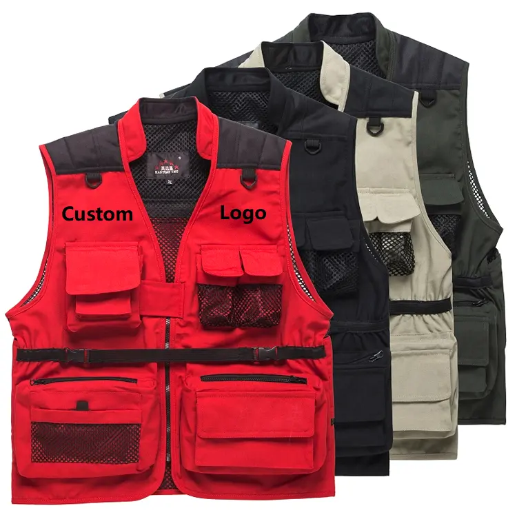 China Leverancier Oem Outdoor Canvas Jacht Mannen Vest Voor Mannen Zwart Duurzaam Werkkleding Vest Vissen Vest