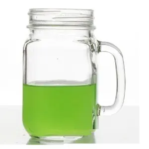 Custom Empty Wholesale 16oz/ 500ml Wide Mouth Glass Water Jug Mason Jar with Handle