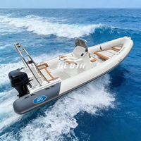 Bateau de pêche classique Hedia Fiberglass Rib 750 pour passagers, coque en V profond, en Hypalon, à vendre en Europe