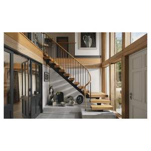 Prima, Villa moderna personalizada, escaleras rectas para interiores, <span class=keywords><strong>escalera</strong></span> de <span class=keywords><strong>madera</strong></span> <span class=keywords><strong>suspendida</strong></span> duradera con barandilla de vidrio para apartamentos, hoteles, <span class=keywords><strong>escalera</strong></span> - Product Image 4
