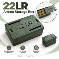 Boîte de rangement pour munitions .22LR, porte-munitions en plastique durable pour 60 cartouches, boîte à munitions empilable avec couvercle coulissant