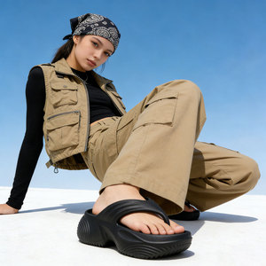 Sandalias de Plataforma Estilo Nube para Mujer, Negras, con Aumento de Altura, para Uso Casual de Verano, con Suela de 5 cm de Grosor - Product Image 2