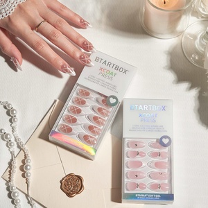BTARTBOX Uñas Postizas de Gel Suave de Lujo, Suministros de Uñas Falsas, Uñas Postizas al por Mayor, Almendradas, Punta Francesa 3D, Uñas a Presión XCOAT con Dijes - Product Image 1
