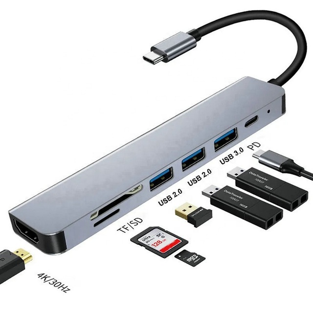 Support SD/TF Card Reader Hub Docking Station USB3.1 to HD-MI HUB Adapter Aluminum Alloy Type-C 100W USB Cable Transfer Device