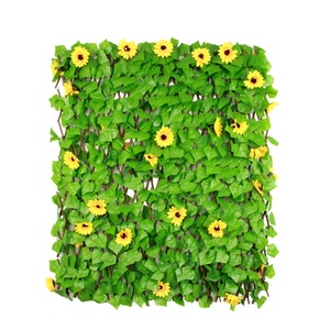 Salice artificiale in <span class=keywords><strong>legno</strong></span> tralicci con vivaci foglie di girasoli, giardino espandibile Privacy recinzione, siepe pareti verdi - Product Image 4