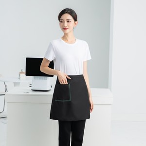 Delantal hecho a medida, bordado, de color sólido, impermeable, uniforme para restaurante y bar, con cinturón para camareros y camareras - Product Image 1