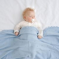 Couverture pour bébé en coton biologique pour nouveau-nés garçons et filles, couvertures en tricot crochet pour berceau, couverture d'emmaillotage pour la crèche