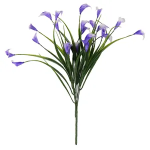ดอกไม้ประดิษฐ์พลาสติกสําหรับตกแต่งงานแต่งงาน ดอกไม้ประดิษฐ์ ลิลลี่คาลลา ห้าดอกบัวเกือกม้าส้อม