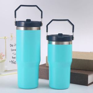 Portable Insulated Travel Drink <b>Cup</b> with Carry Handle, 30oz Stainless Steel <b>Double</b> <b>Wall</b> Tumbler for <b>Coffee</b> and Water - Product Image 6