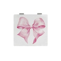 Cermin Tangan Mini Motif Pink Manis, Cermin Dompet Ringan, Hadiah untuk Anak Perempuan, Aksesori Kosmetik untuk Riasan Harian dan Perawatan di Luar Ruangan