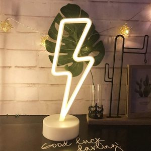 LED Neon Lightning Shaped Neonlichter Batterie betrieben/<span class=keywords><strong>USB</strong></span> Powered Warm White Art LED Neon lampe Tisch dekoration