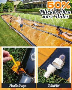 Tobogán Acuático Doble de 32 Pies con Aspersor y Almohadilla de Impacto para Niños, Diversión al Aire Libre en Verano - Product Image 4