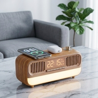 KUANGXIANG 2026 Vintage Houten Textuur Klassieke Mechanische Knop Speaker, Retro Home Aesthetic Upgrade Oplaadbare Speaker met Alarm
