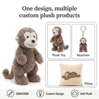 Porte-clés en peluche singe marron personnalisé, coussin, produit de marque, mascotte commerciale dérivée, vente en gros, faible MOQ, OEM, ODM
