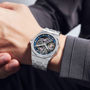 Montre Aesop Tourbillon double face creuse super lumineuse, montre mécanique personnalisée en acier inoxydable avec tourbillon - Product Image 6