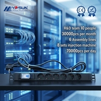 YOSUN 1U 19" 6 prises Schuko avec interrupteur 16A, unité de distribution d'alimentation (PDU) à montage en rack, multiprise pour armoire serveur