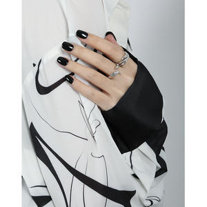 Poufsouffle <span class=keywords><strong>blaireau</strong></span> Zircon bijoux Texture texturée bague ouverte bague en argent Sterling femme personnalisée - Product Image 4