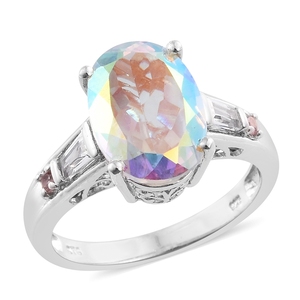 Nhẫn Đá Lớn, Nhẫn Topaz Bạc Huyền Bí 925 Cho Nữ, Trang Sức Đá Topaz Huyền Bí Lửa Cầu Vồng - Product Image 1