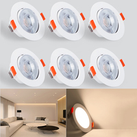 Spot encastré de plafond LED 6W de haute qualité, orientable, rond, à montage en surface, lot de 6 pour éclairage intérieur