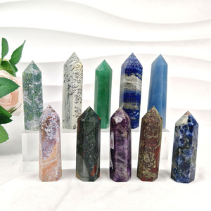 Vente en gros de pierres de guérison naturelles de haute qualité, pointe de baguette, tour de cristal en matériaux mixtes, artisanat pour la décoration - Product Image 2