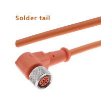 Conector Circular M12, Cable Sobreformado Naranja Personalizado, 12 Pines, Código A, Arnés de Cableado Industrial Recto